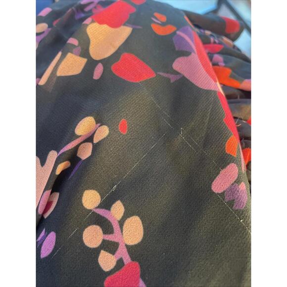 Slate & Willow Dress Size XS Black and Red Floral Midi Wrap Long Sleeve $250msrp - Picture 8 of 8